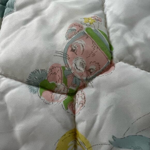 Vintage Pastel Quilted Baby Blanket comforter Elephant Bunny Kitty Horse - Picture 6 of 10